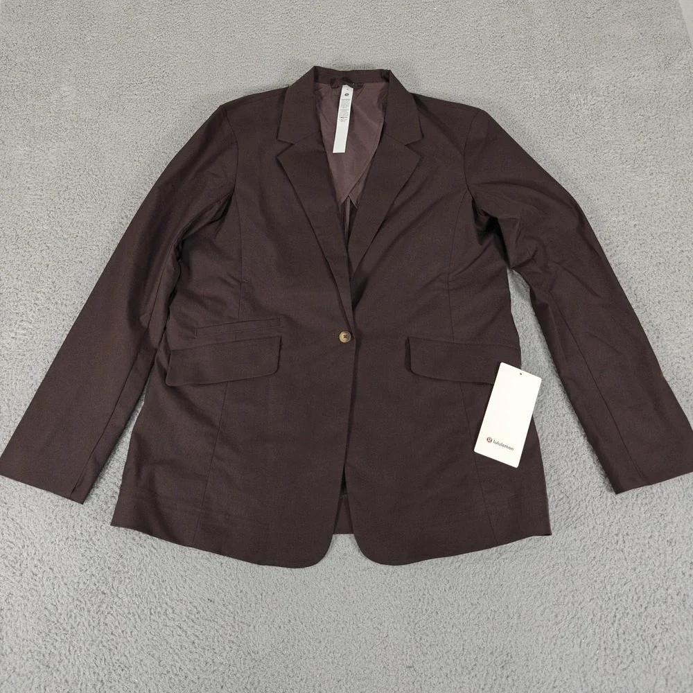 Lululemon Blazer Womens Medium Brown Relaxed-Fit Twill Business Casual Jacket - Picture 1 of 11